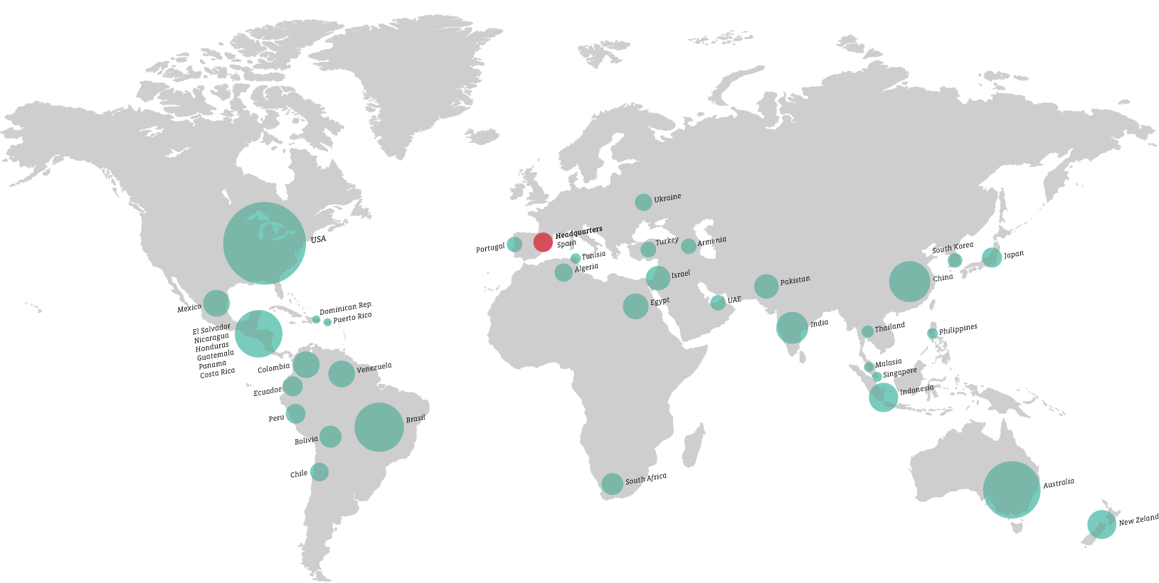 FLtècnics internacional presence map